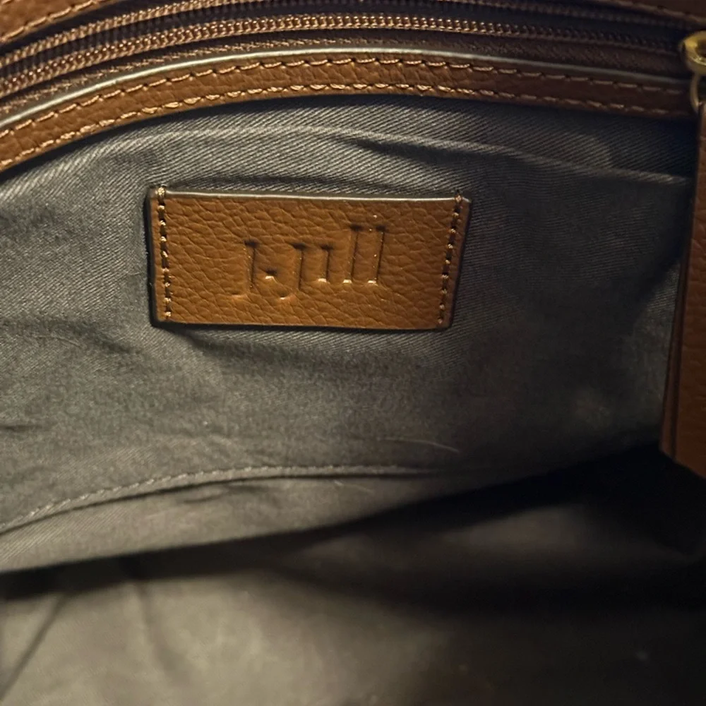 J Jill Brown Faux Leather Crossbody Bag – Whipstitch Trim